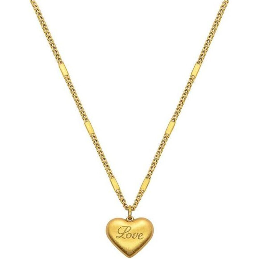 18K Gold Plated Heart Necklace Adjustable Cable Chain Romantic Jewelry Gift Wome